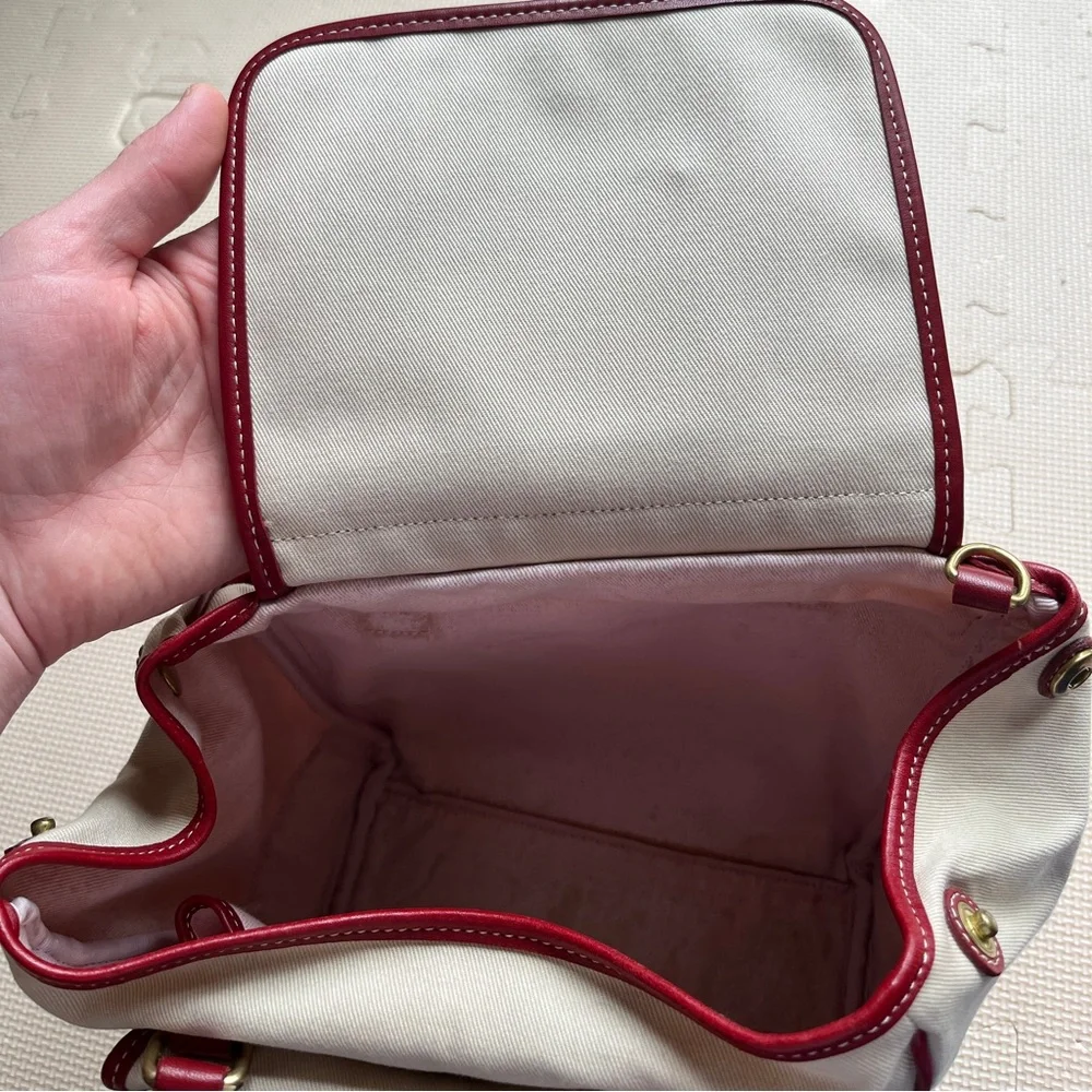 Coach Cream Canvas Satchel Red Leather Trim Gold Hardware – Read Description - Picture 6 of 14